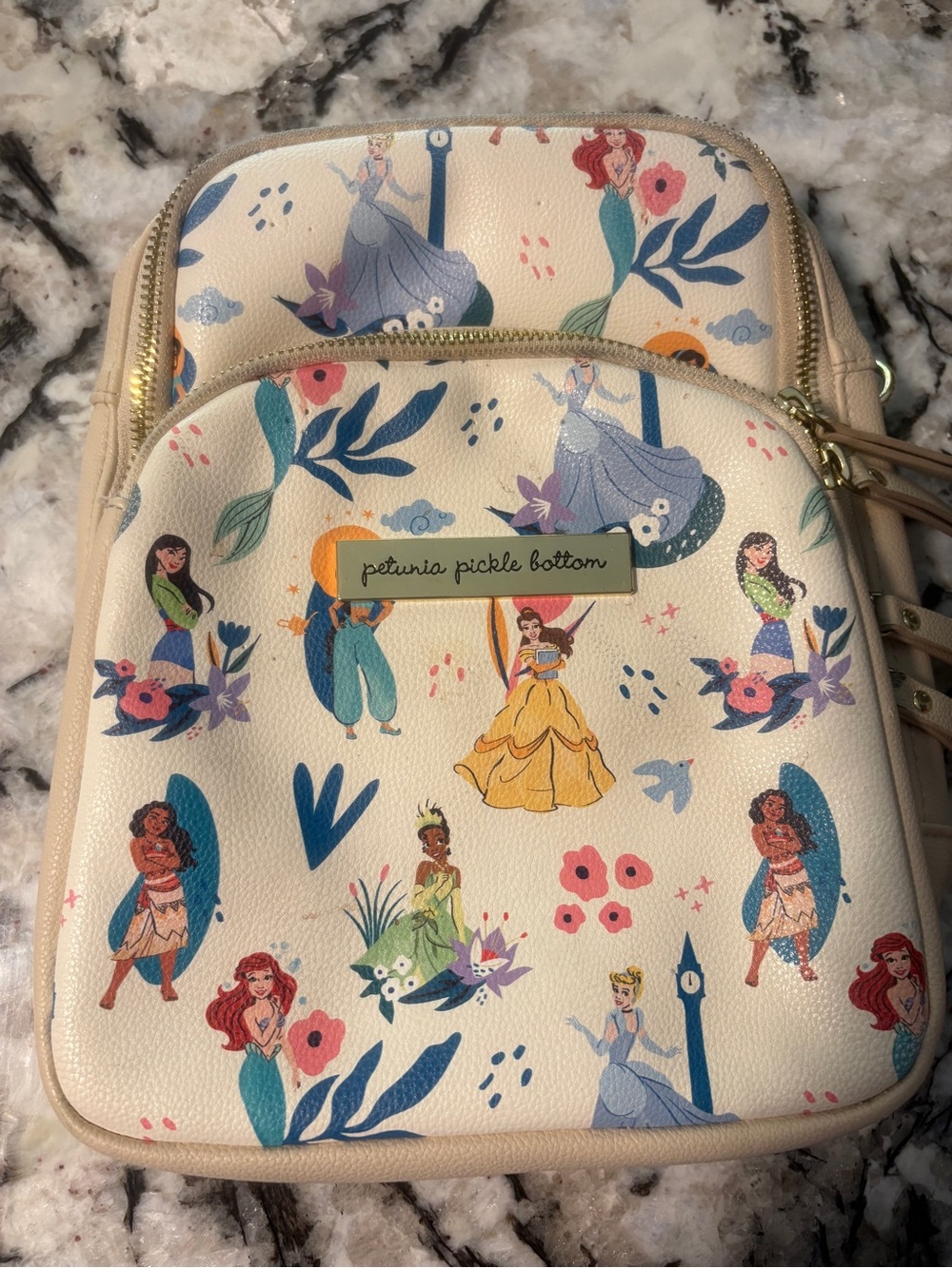 Petunia Pickle Bottom Cream Disney Princess Mini Backpack